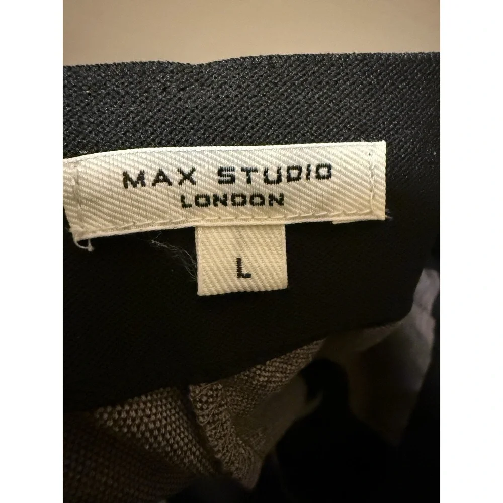 Max Studio London Pants Plaid Wide Leg Pull On Women's Size L Pockets Workwear - Picture 3 of 8
